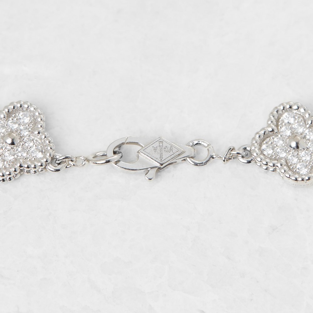 Van Cleef & Arpels 18k White Gold Diamond Sweet Alhambra Bracelet