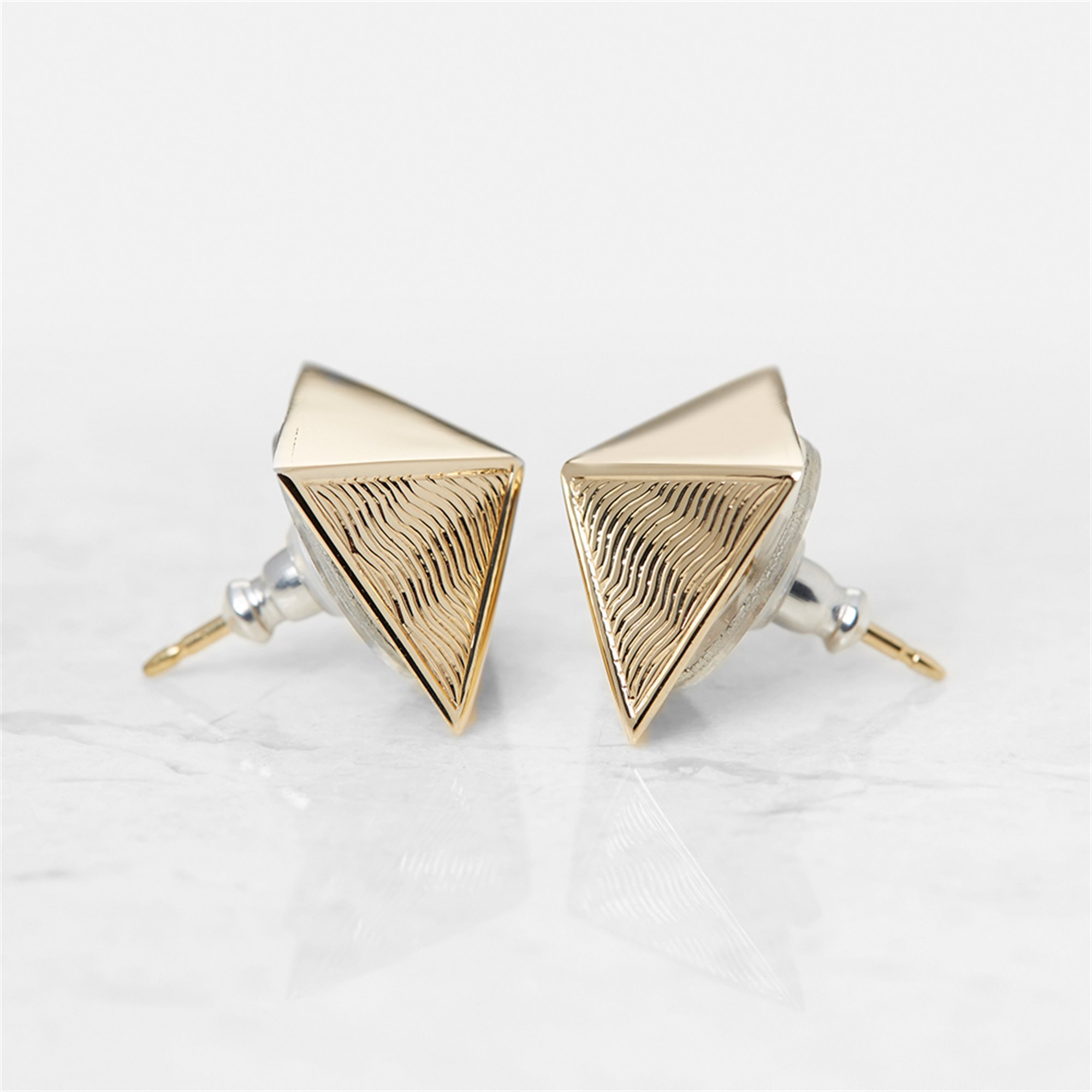 Van Cleef & Arpels 14k Yellow Gold Pyramid Style Stud Earrings