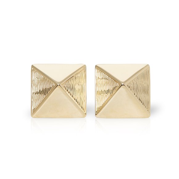 Van Cleef & Arpels 14k Yellow Gold Pyramid Style Stud Earrings