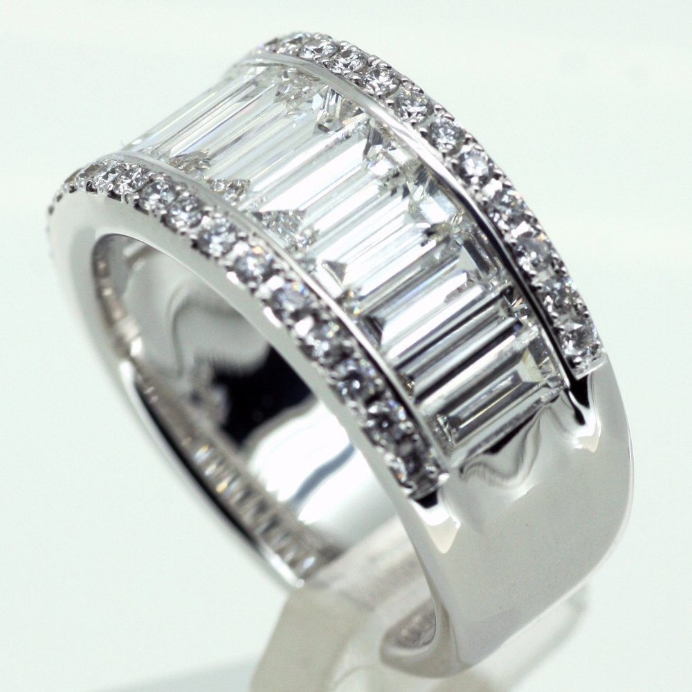 Mappin & Webb Mappin & Webb 18K White Gold Baguette/Brilliant Diamond Half Eiternity Ring