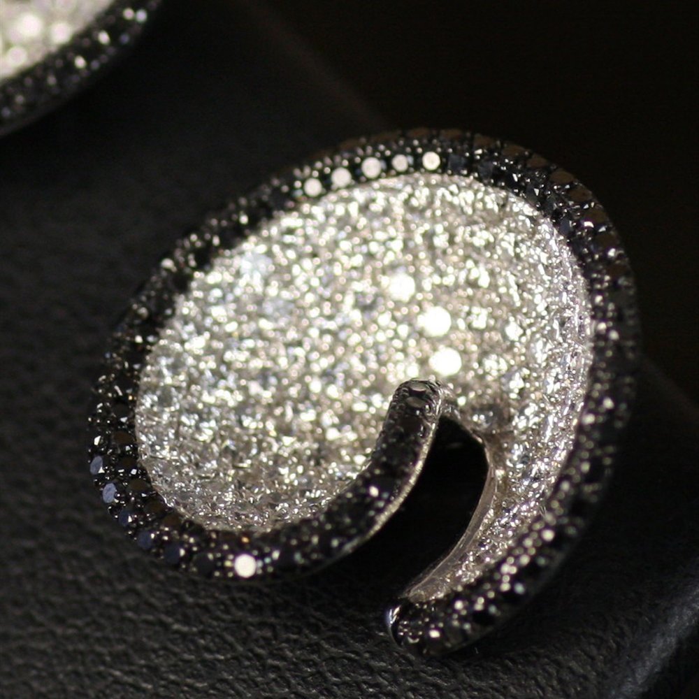 Mappin & Webb 18K White Gold Paved Story Gvs Black & White Diamond Earrings
