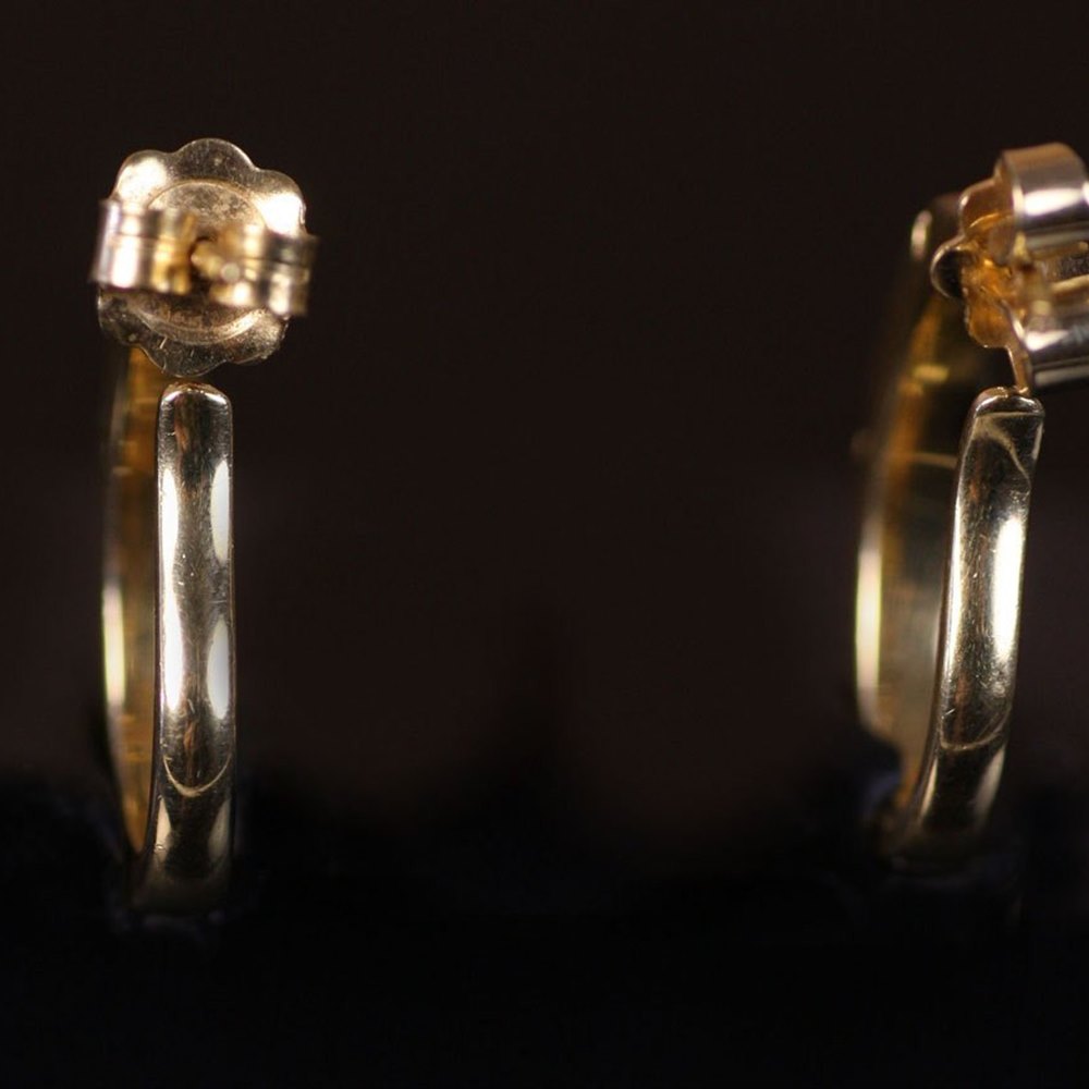 Mappin & Webb 18K Yellow Gold Diamond Bamboo Earrings
