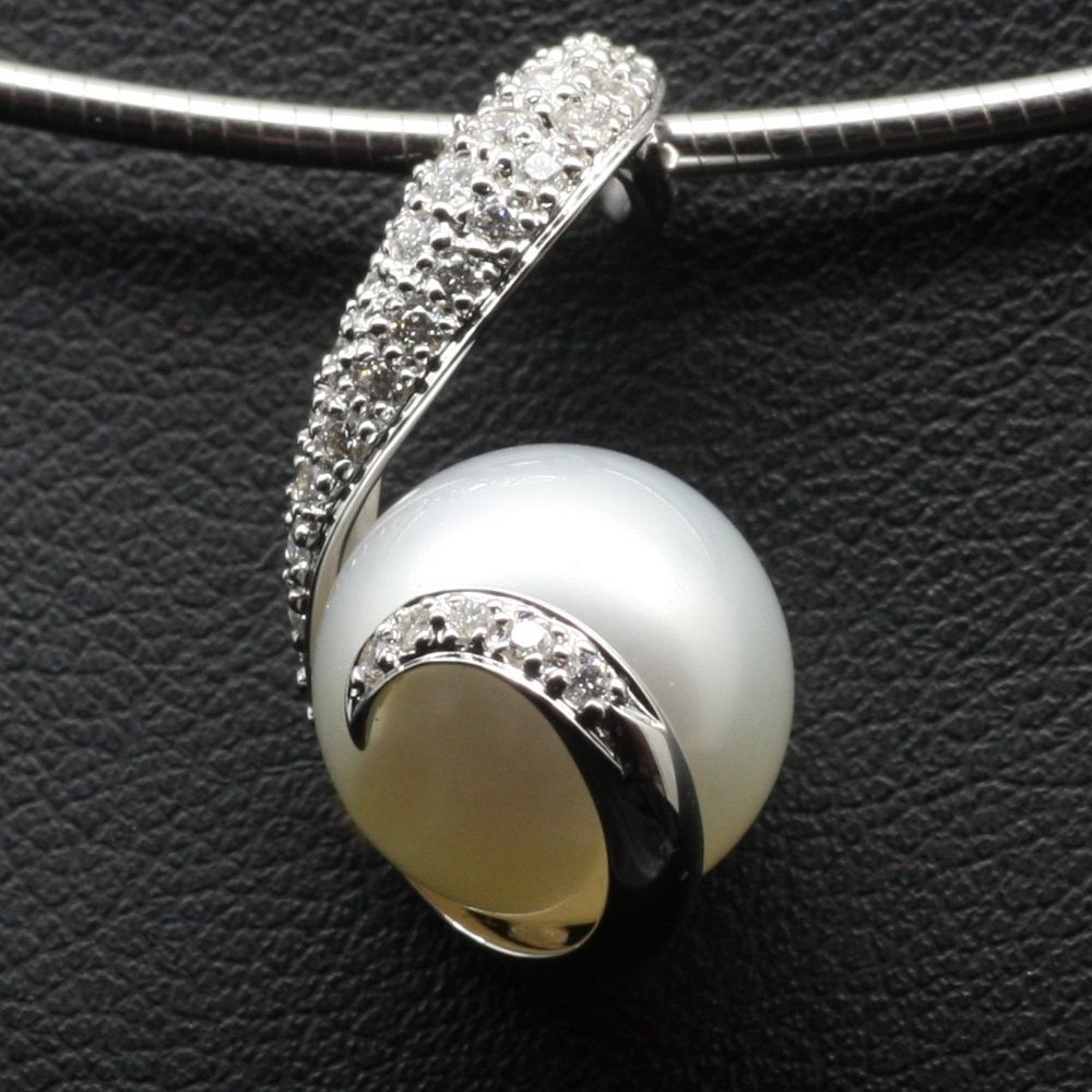Mikimoto 18K White Gold Rhapsody Natural Pearl & Diamond Pendant Necklace