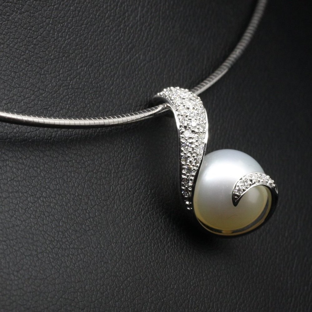 Mikimoto 18K White Gold Rhapsody Natural Pearl & Diamond Pendant Necklace