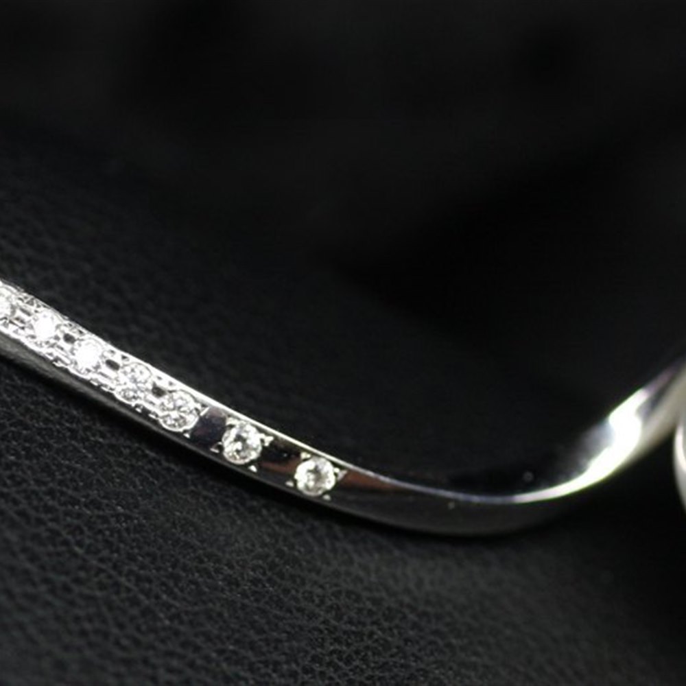 Mikimoto 18K White Gold Twist Pearl & Diamond Earrings