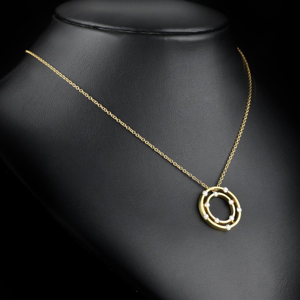 Roberto Coin Classica Parisienne 18K Yellow Gold Double Circle Pendant Necklace