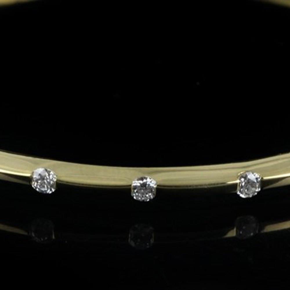 Mappin & Webb Roberto Coin Classica Parisienne 18K Yellow Gold 1 Row Diamond Bangle Bracelet