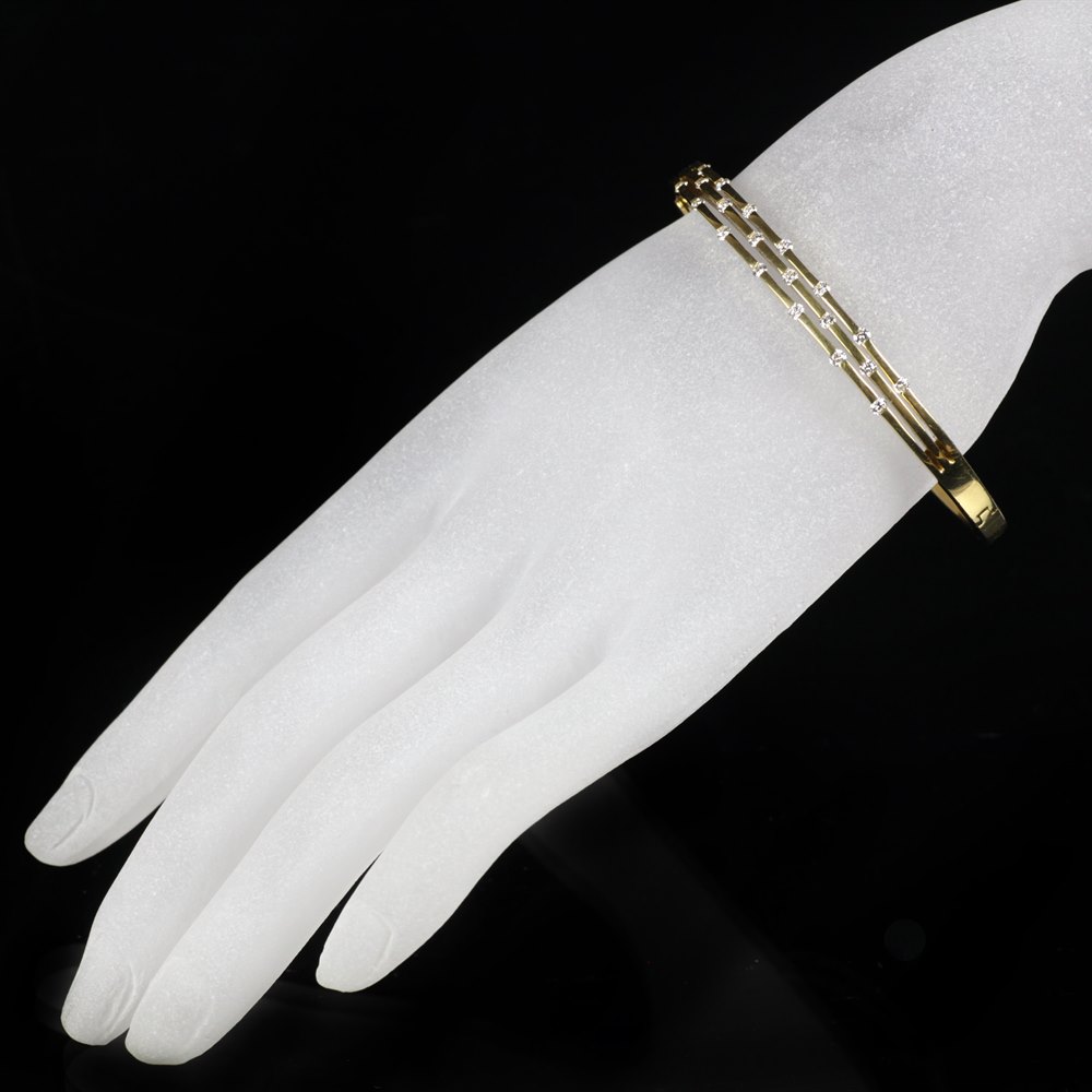 Mappin & Webb Roberto Coin Classica Parisienne 18K Yellow Gold 3 Row Diamond Bangle Bracelet