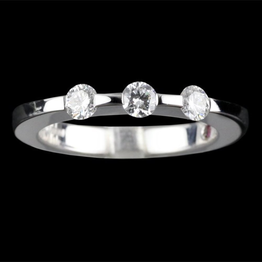 Roberto Coin Classica Parisienne 18K White Gold 3 Stone Diamond Ring