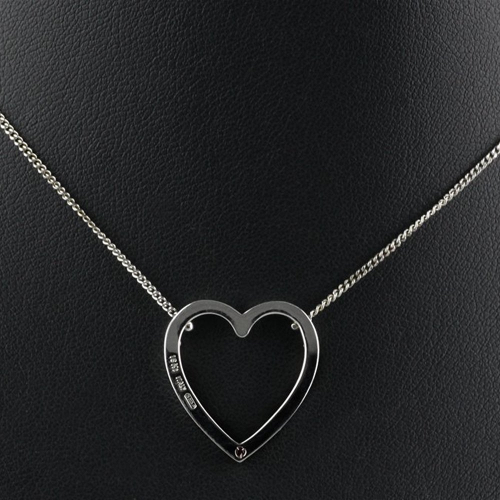 Roberto Coin Classica Parisienne 18K White Gold Diamond Heart Pendant