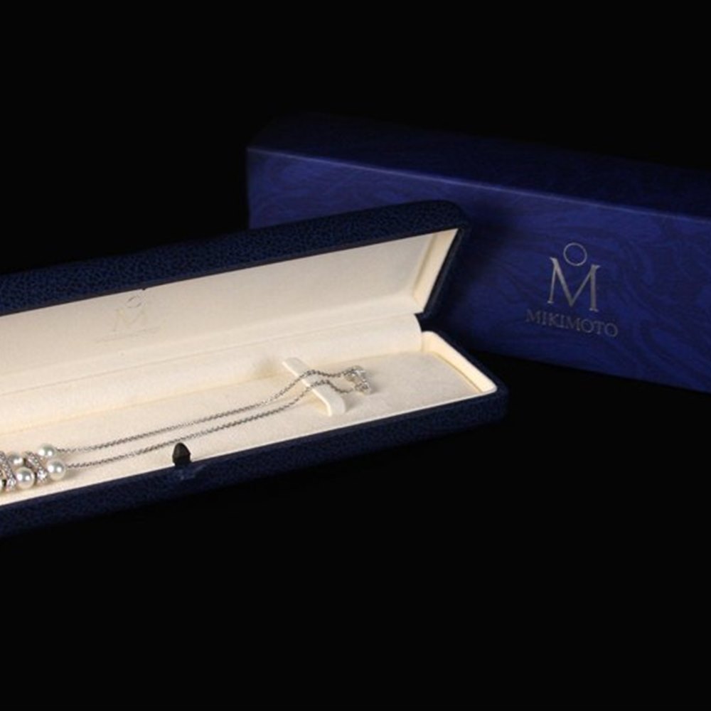 Mikimoto 18K White Gold Diamond Pearl Bracelet