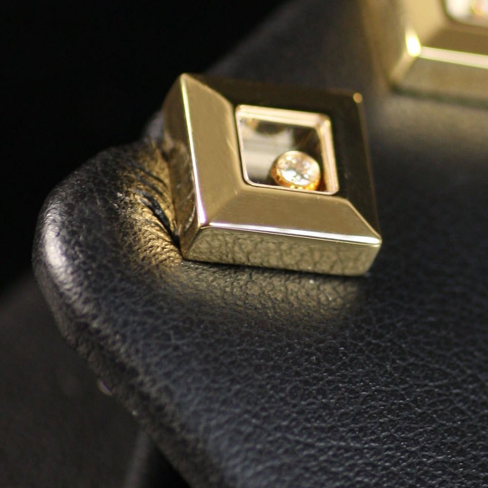 Chopard 18K Yellow Gold Happy Diamonds Square Earrings