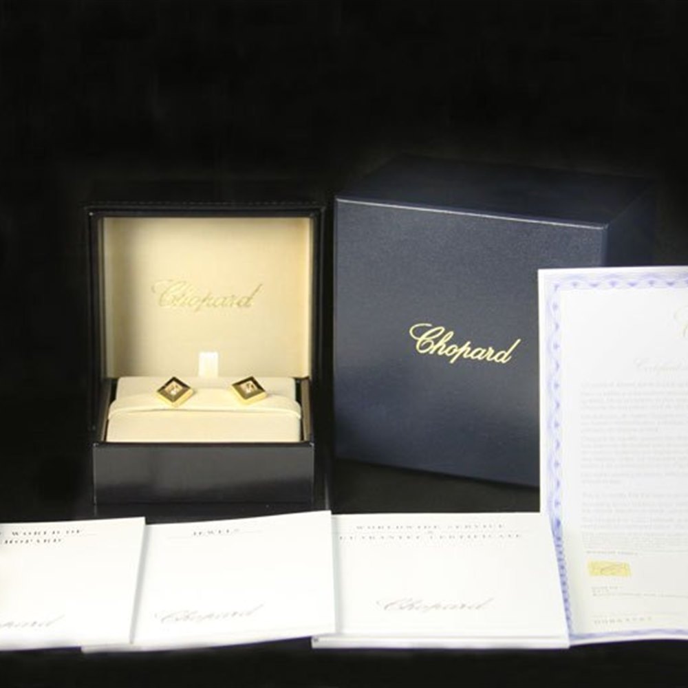 Chopard 18K Yellow Gold Happy Diamonds Square Earrings