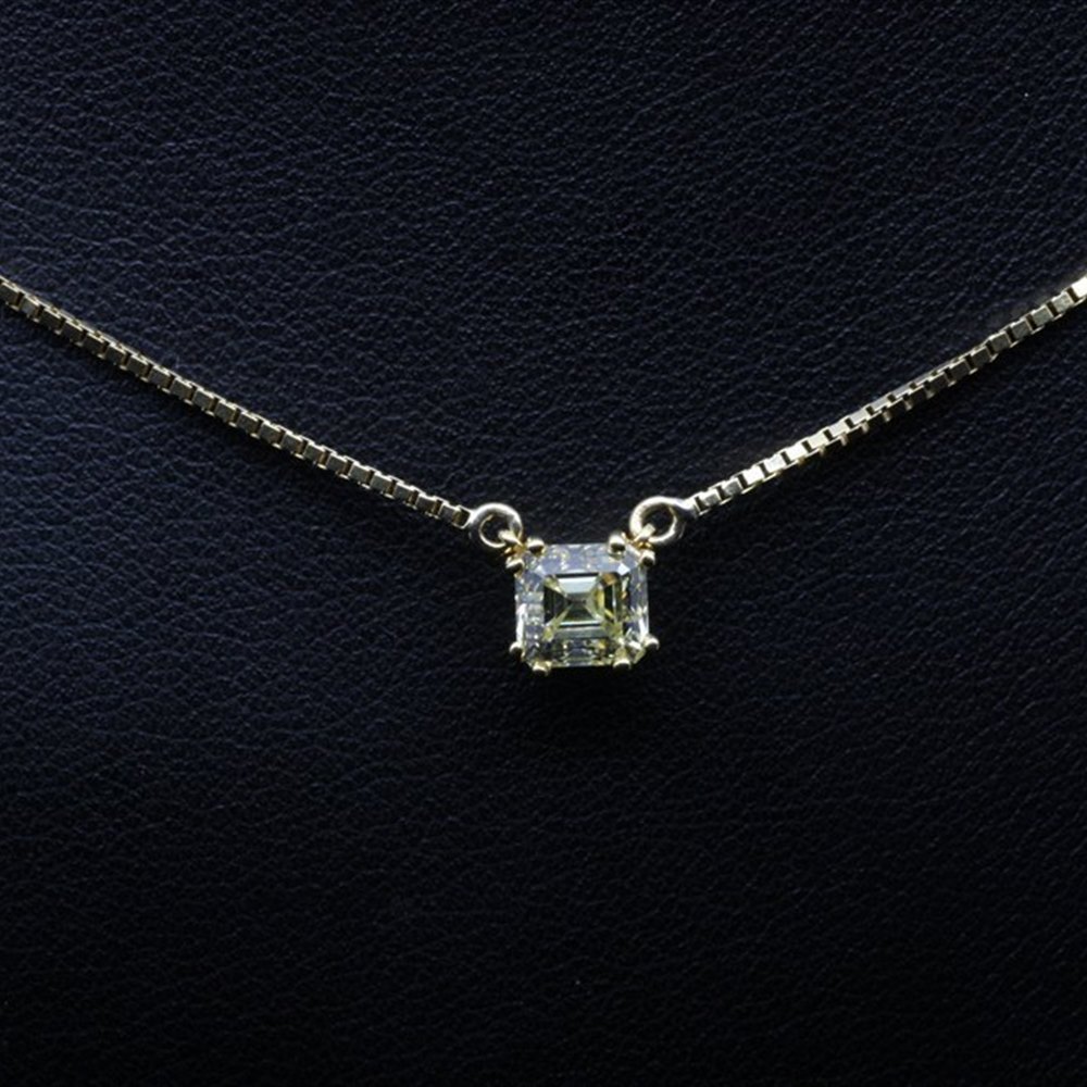 Mappin & Webb 18K Yellow Gold Emerald Cut Fancy Yellow Diamond Pendant Necklace