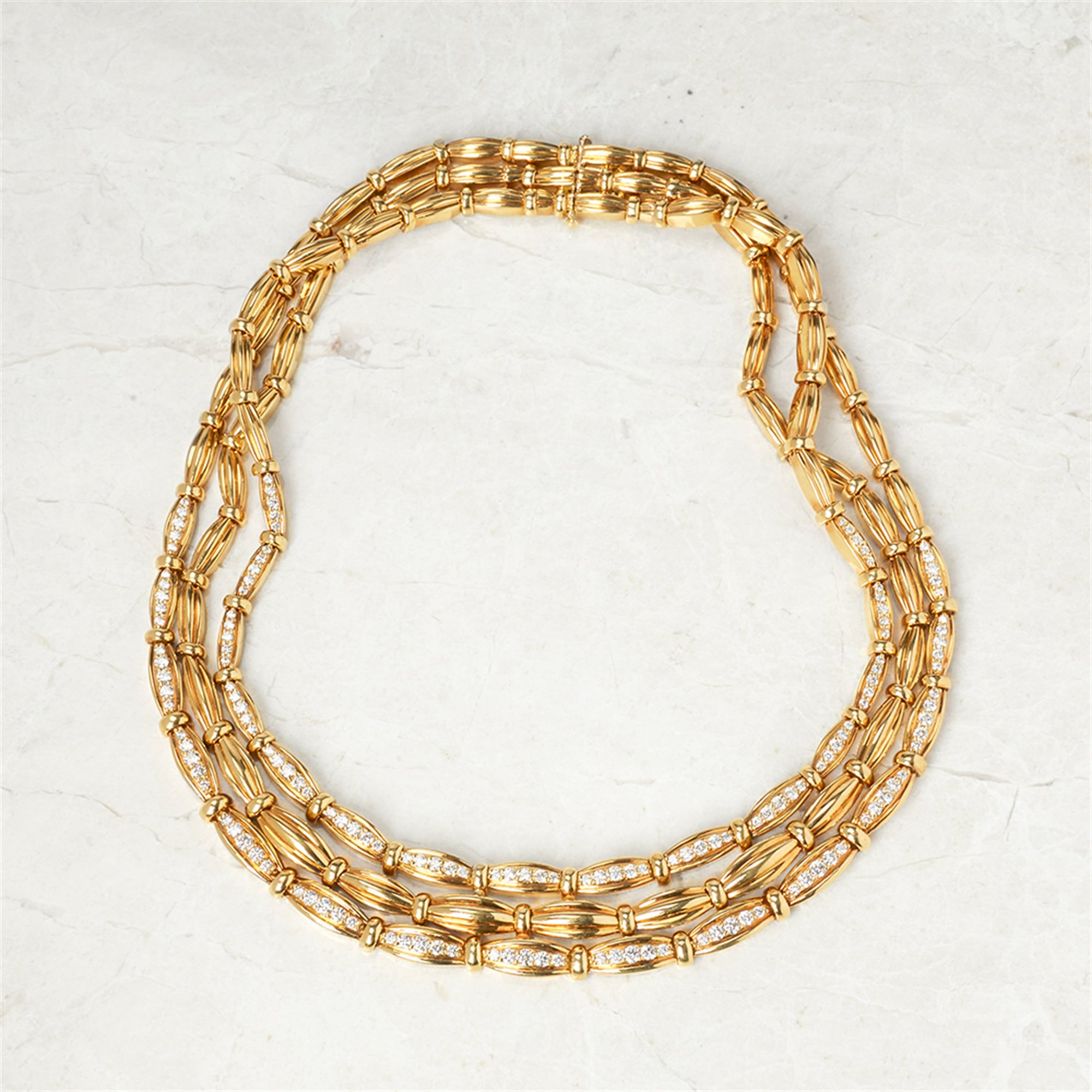 Tiffany & Co. 18k Yellow Gold Diamond Vintage Three Strand Necklace