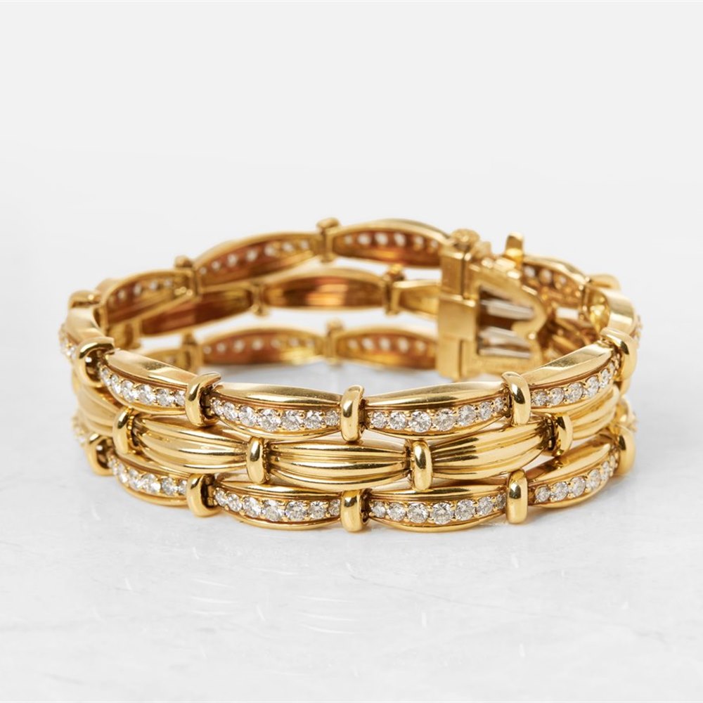 Tiffany & Co. 18k Yellow Gold Diamond Three Strand Bracelet