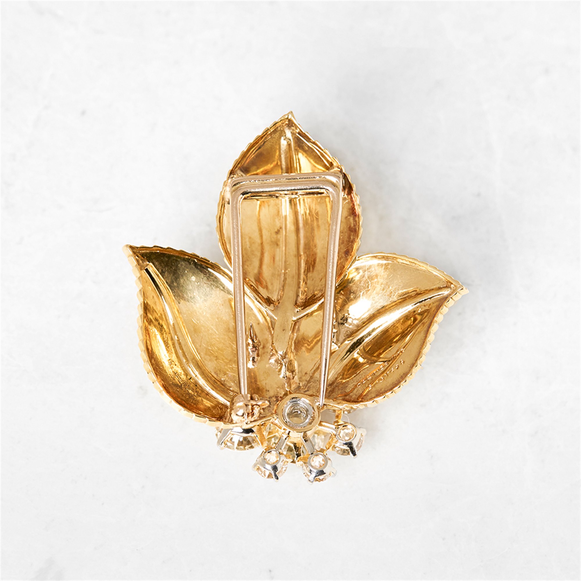 Cartier Diamond Vintage Leaf Design Brooch