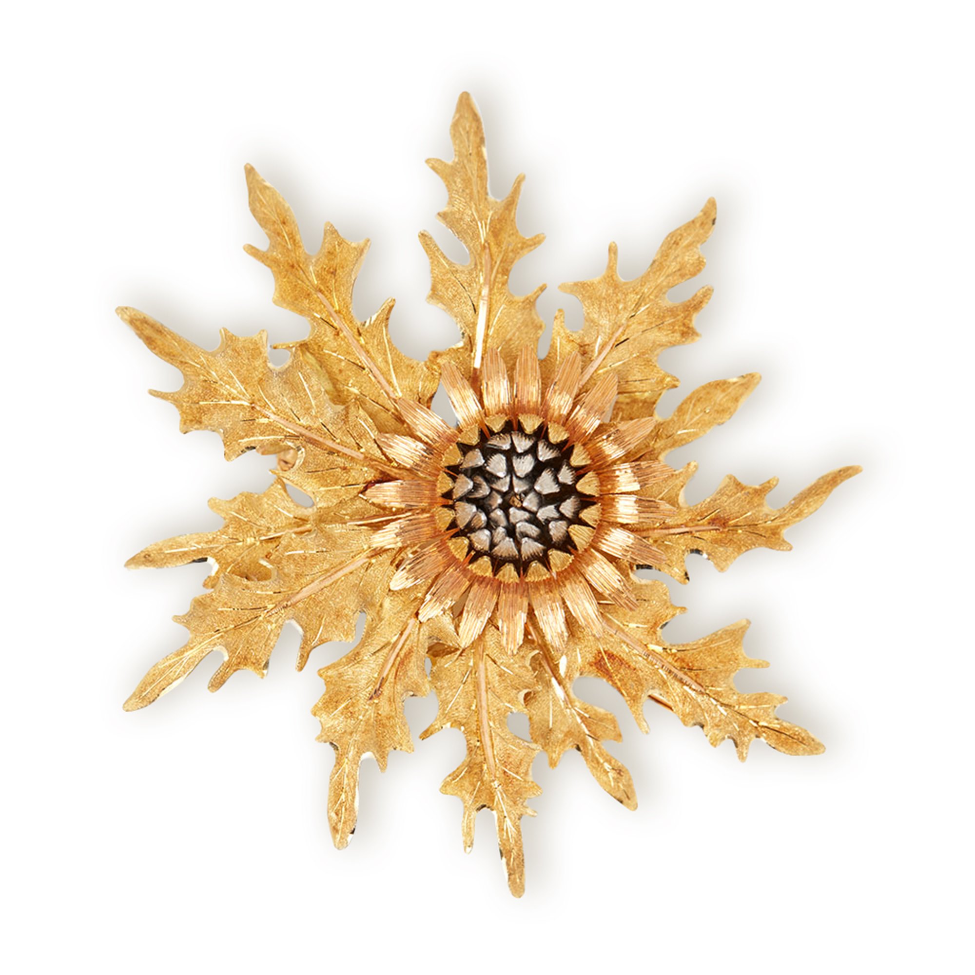 Buccellati 18k Yellow, White & Rose Gold Vintage Thistle Brooch
