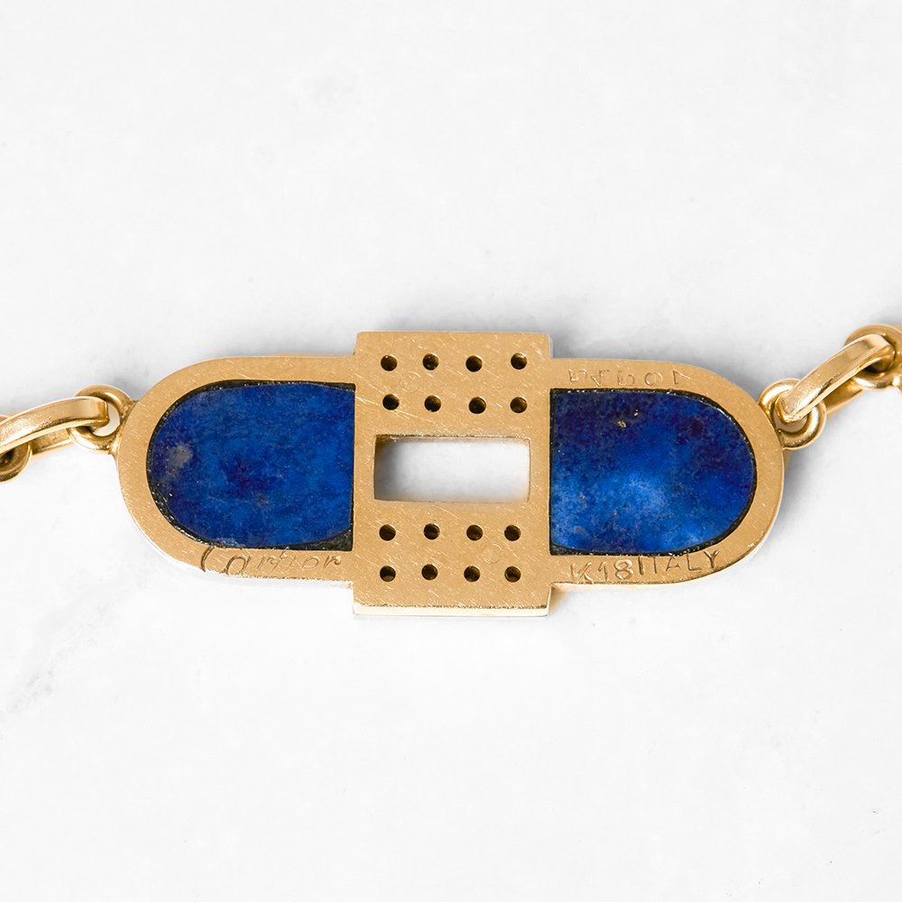 Cartier 18k Yellow Gold Lapis Lazuli & Diamond Vintage Necklace