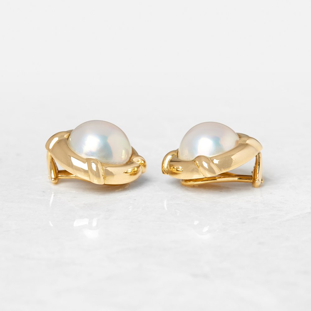 Tiffany & Co. 18k Yellow Gold Mabe Pearl Clip-On Earrings