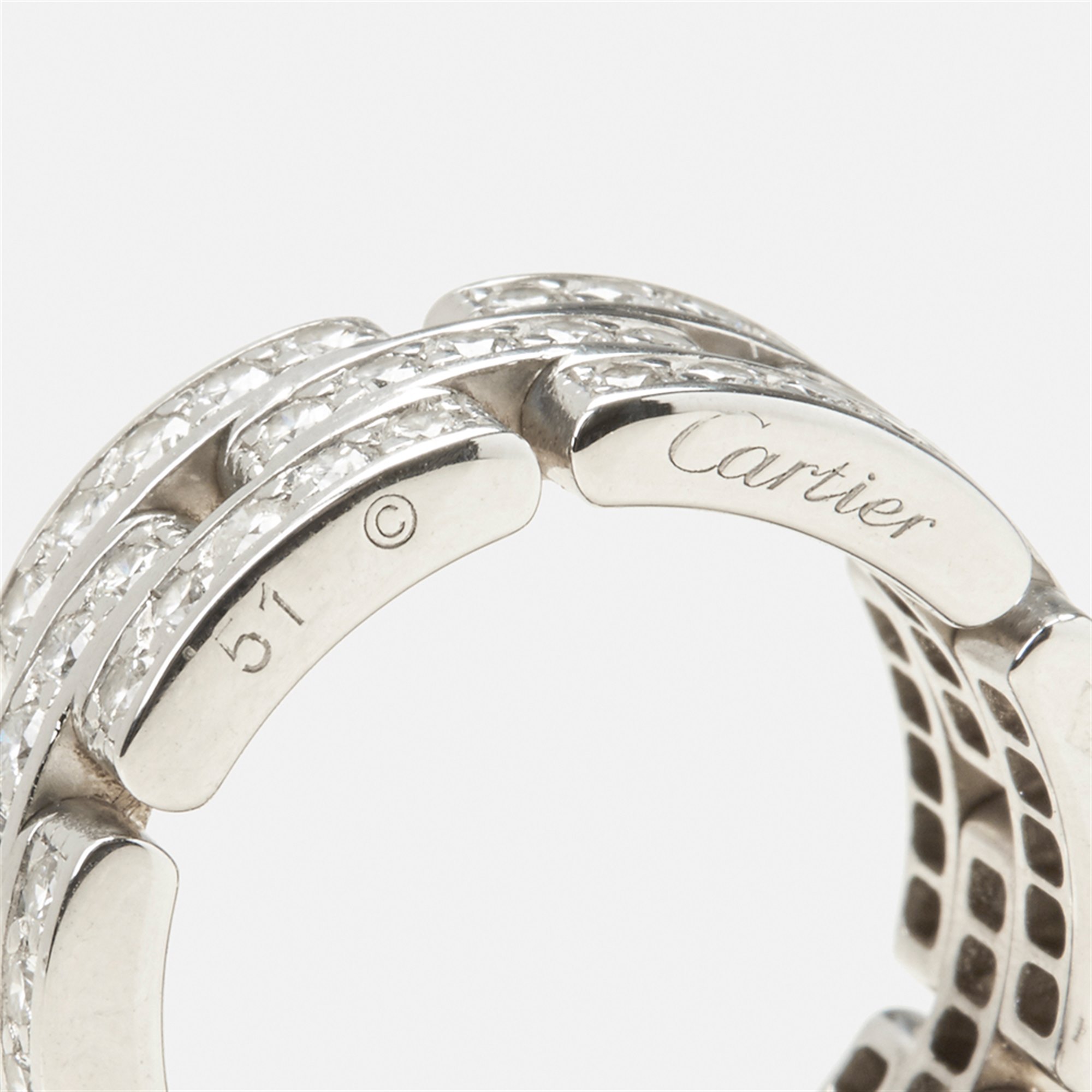 Cartier 18k White Gold Diamond Maillon Band Ring