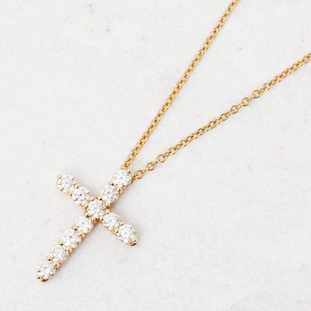Tiffany & Co. 18k Yellow Gold Diamond Cross Necklace