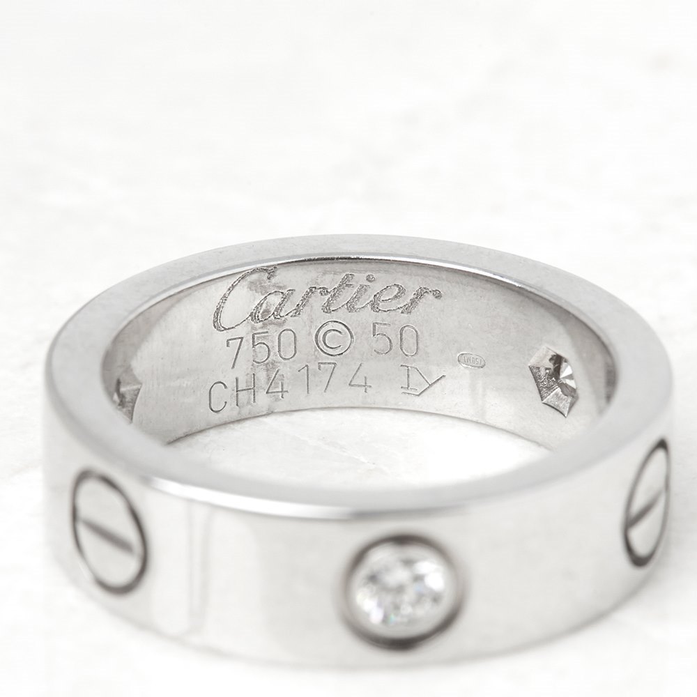 Cartier 18k White Gold 3 Diamond Love Ring COM1299 Second Hand Jewellery