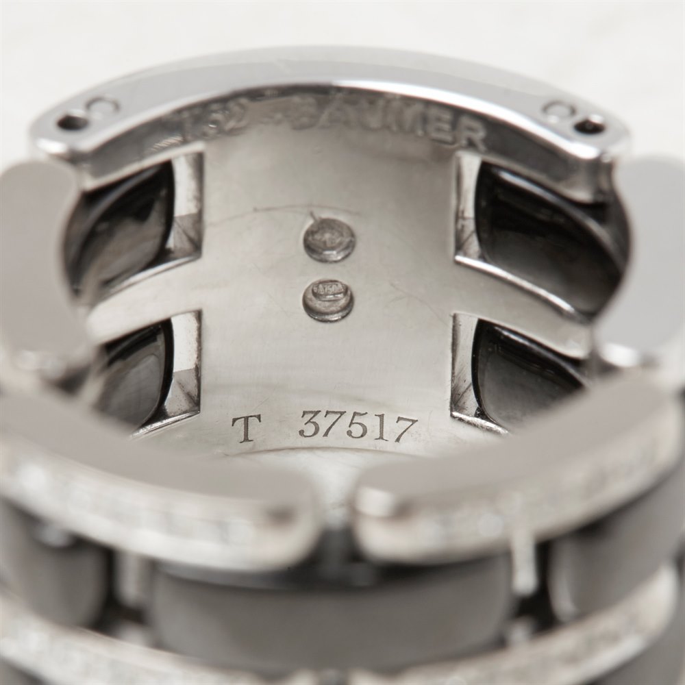 Chanel 18k White Gold Black Ceramic Diamond Ultra Ring
