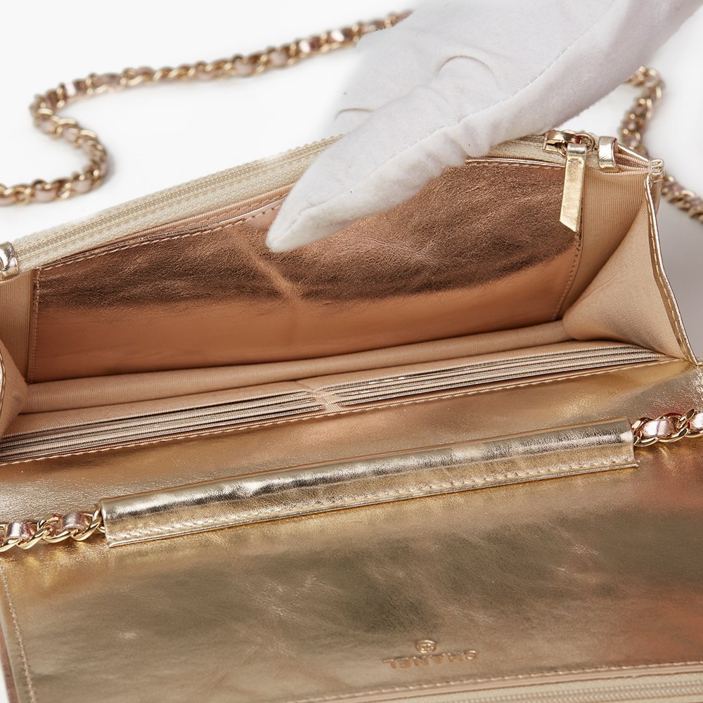 chanel rose gold wallet on chain