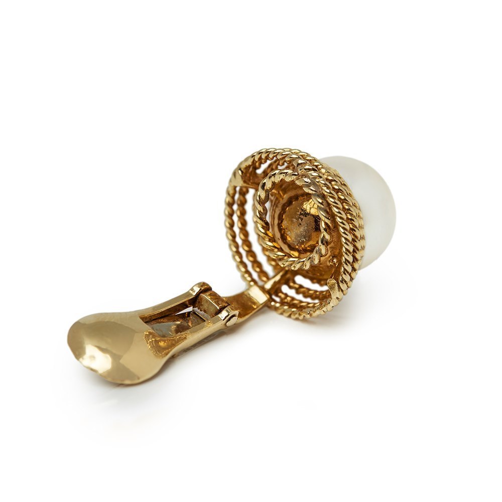 David Webb 18k Yellow Gold Pearl Earrings