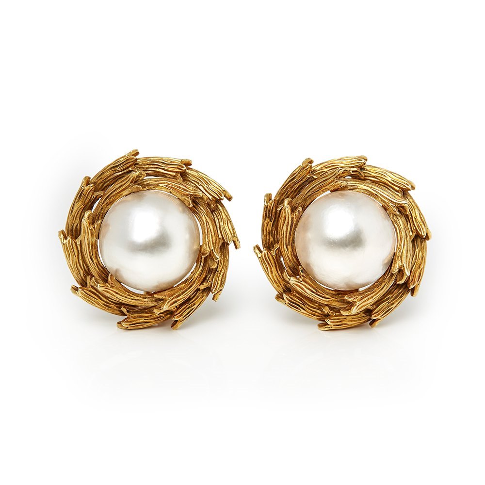 Tiffany & Co. 18k Yellow Gold Mabe Pearl Clip-On Earrings