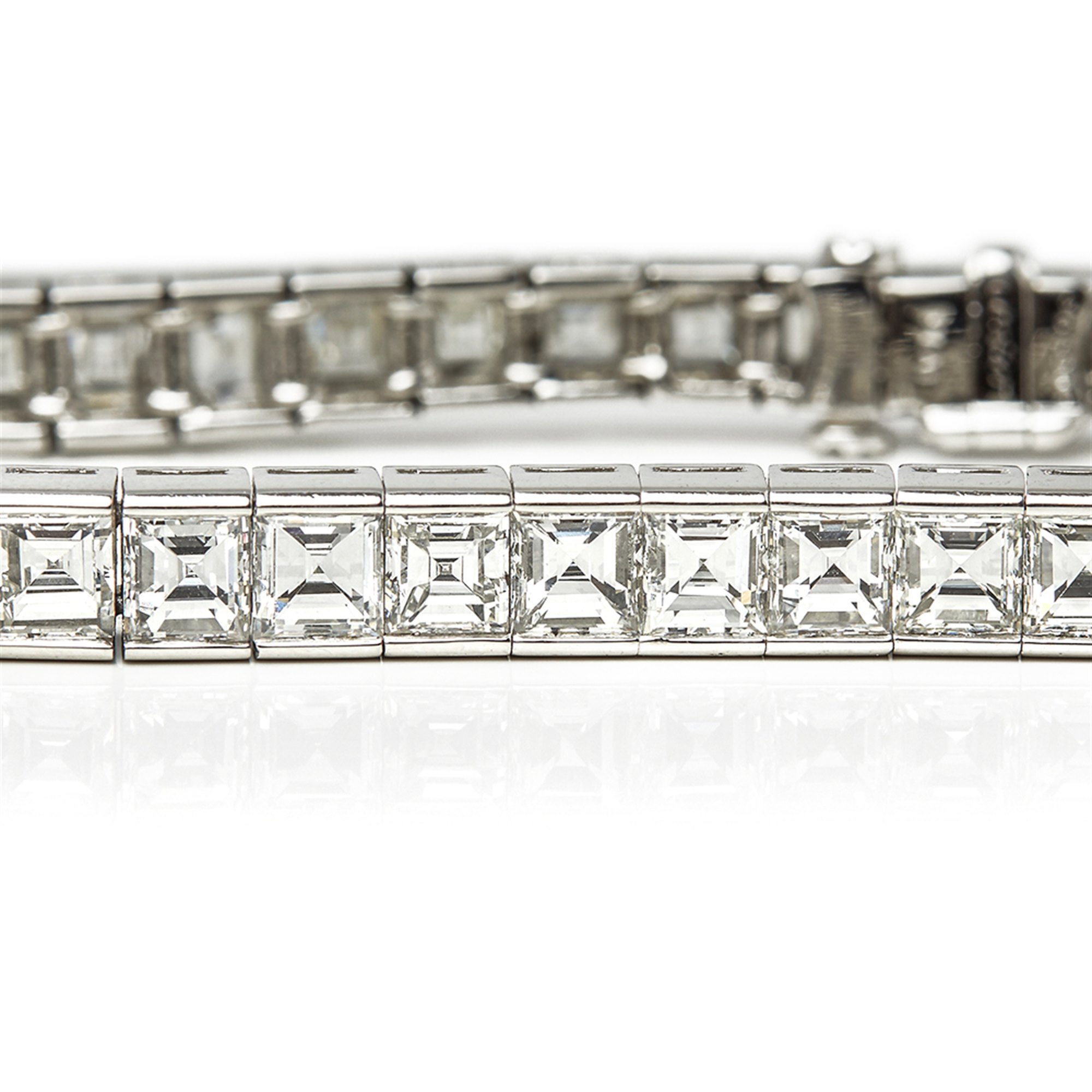 Cartier Platinum Emerald Cut Diamond Riviere Tennis Bracelet