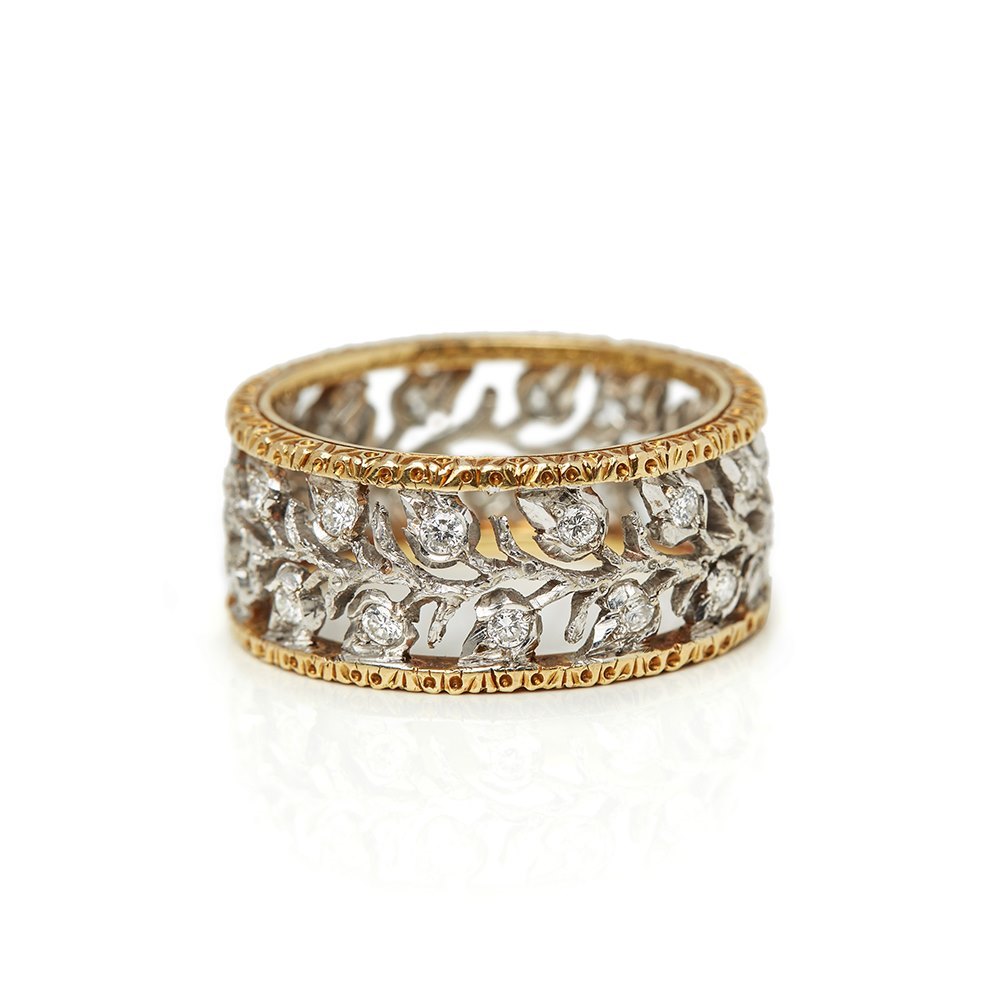 Buccellati 18k White & Yellow Gold Diamond Ramage Eternelle Ring