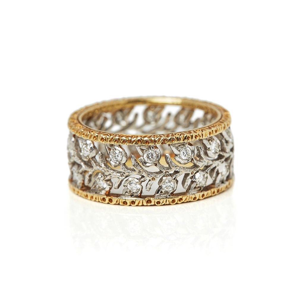 Buccellati 18k White & Yellow Gold Diamond Ramage Eternelle Ring