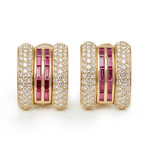 Chopard 18k Yellow Gold Ruby & Diamond La Strada Earrings