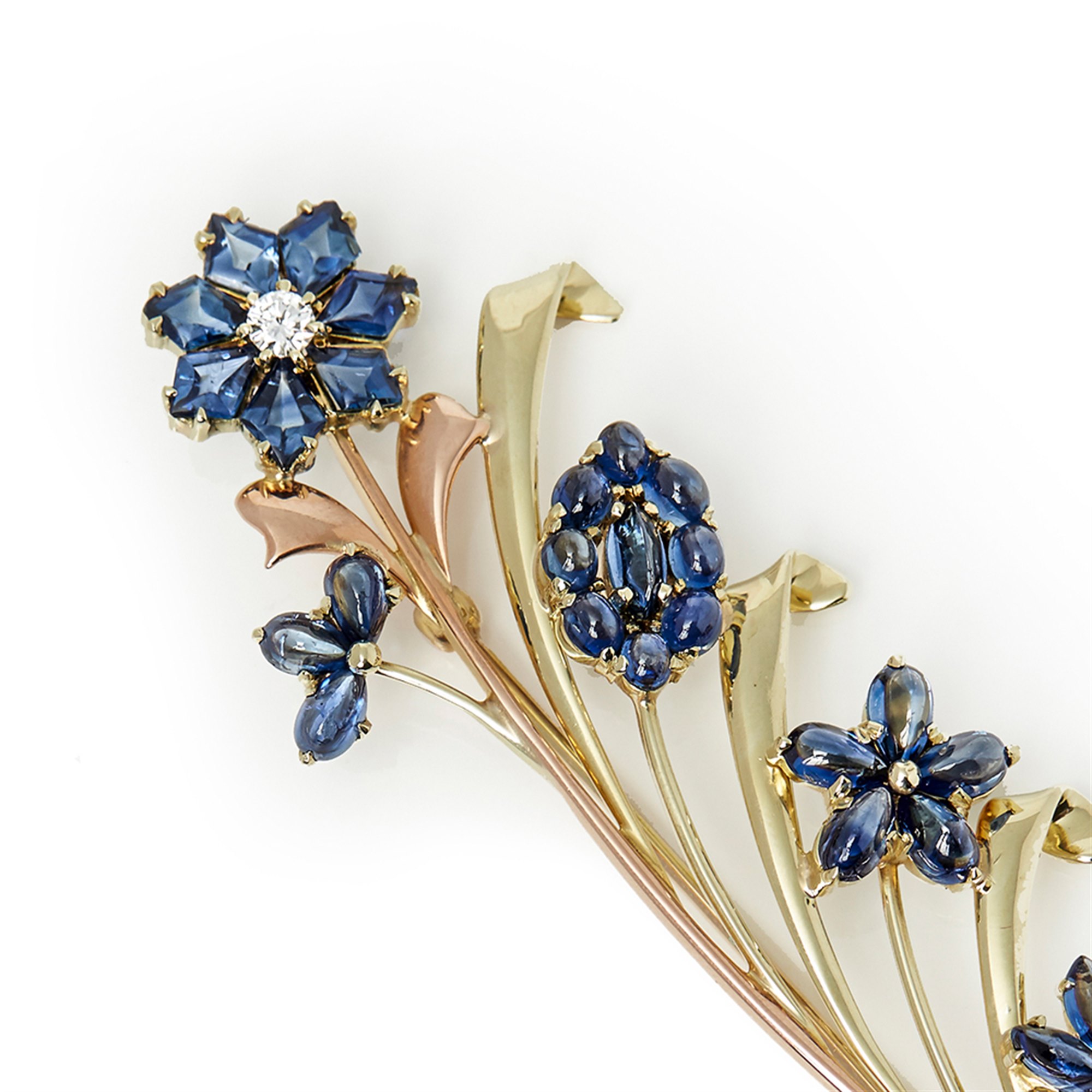 Tiffany & Co. 14k Yellow & Rose Gold Sapphire & Diamond Retro Brooch