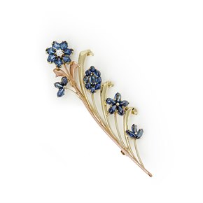 Tiffany & Co. 14k Yellow & Rose Gold Sapphire & Diamond Retro Brooch