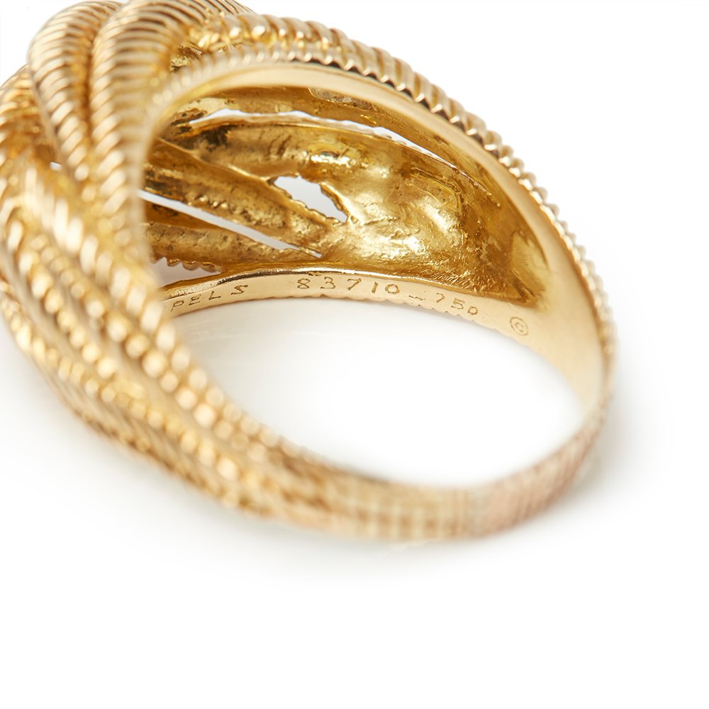 Van Cleef & Arpels 18k Yellow Gold Rope Twist Design Bombe Ring