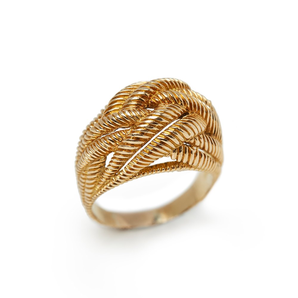 Van Cleef & Arpels 18k Yellow Gold Rope Twist Design Bombe Ring COM1332 ...