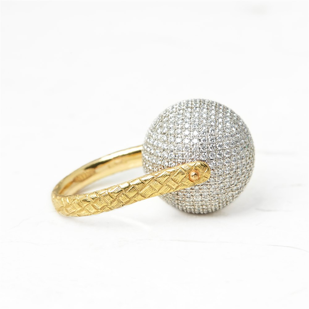Bottega Veneta 18k Yellow & White Gold Diamond Sfera Ring