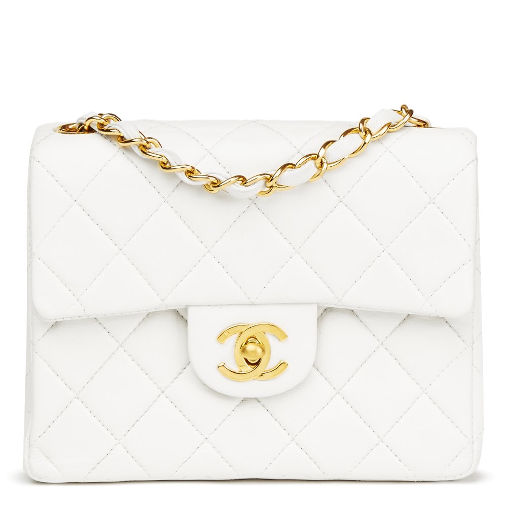 Chanel Classic Flap Bag Mini White Caviar Silver Hardware Worlds Best   thementorme