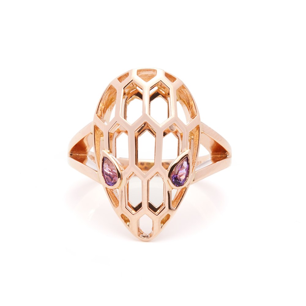 Bulgari 18k Rose Gold Serpenti Amethyst Ring COM1389 | Second Hand Jewellery