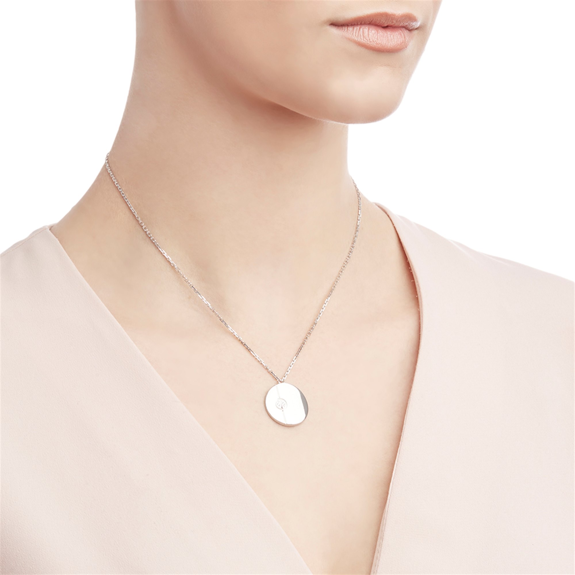 Cartier 18k White Gold Diamond Love Pendant Necklace