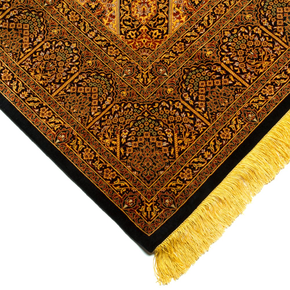VINTAGE MOHAMMEDI SILK QUM MEDALLION PERSIAN RUG 