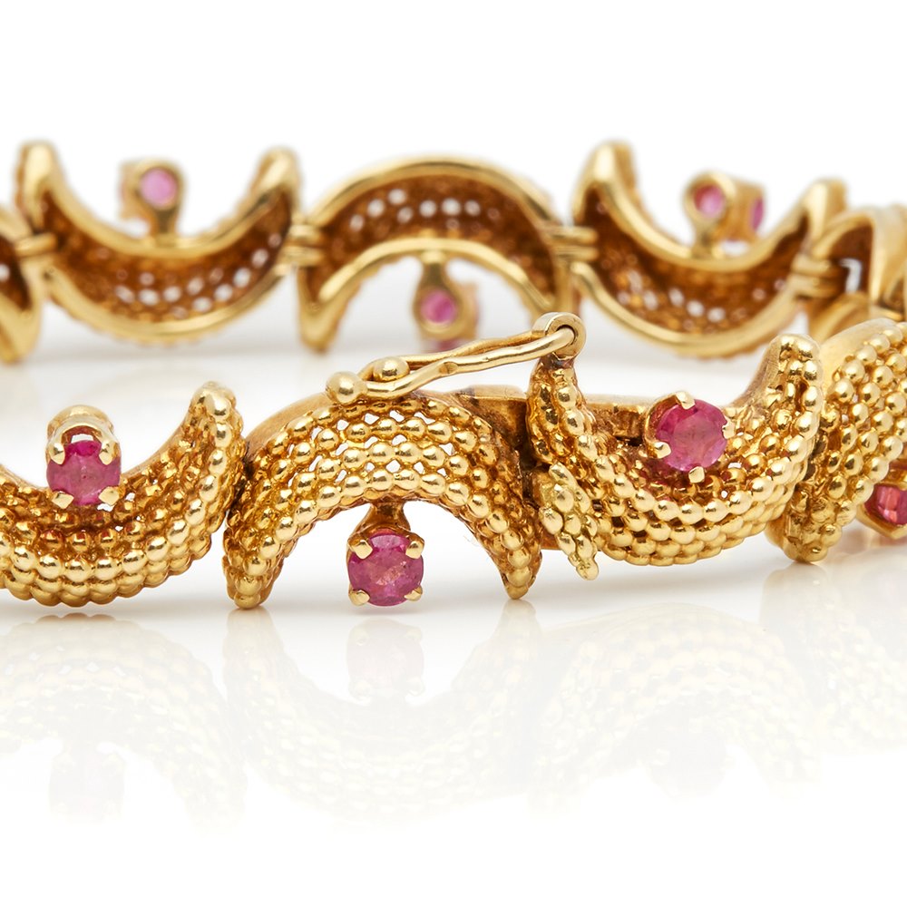 Tiffany & Co. 18k Yellow Gold Ruby Vintage Bracelet