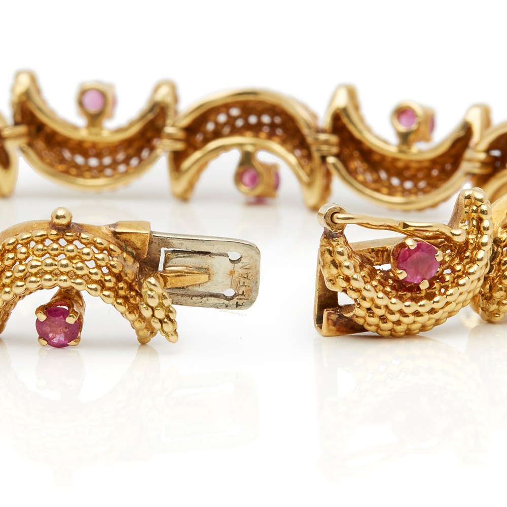 Tiffany & Co. 18k Yellow Gold Ruby Vintage Bracelet