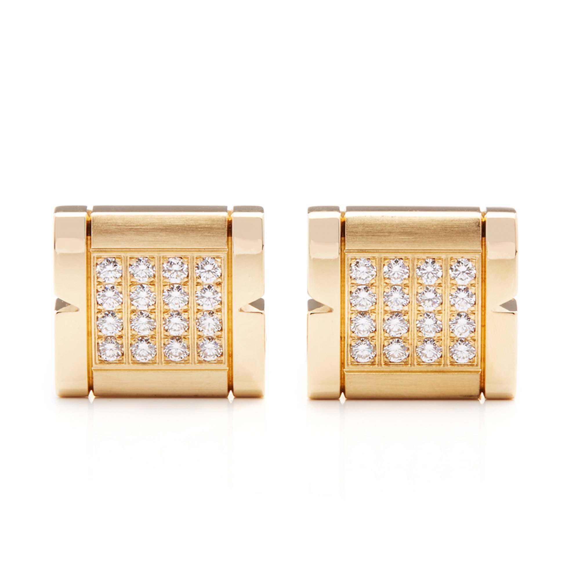 Cartier 18k Yellow Gold Diamond Tank Francaise Cufflinks
