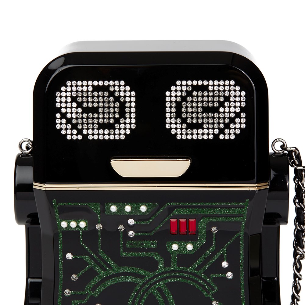 Chanel Black Glittered Plexiglass Robot Minaudiere