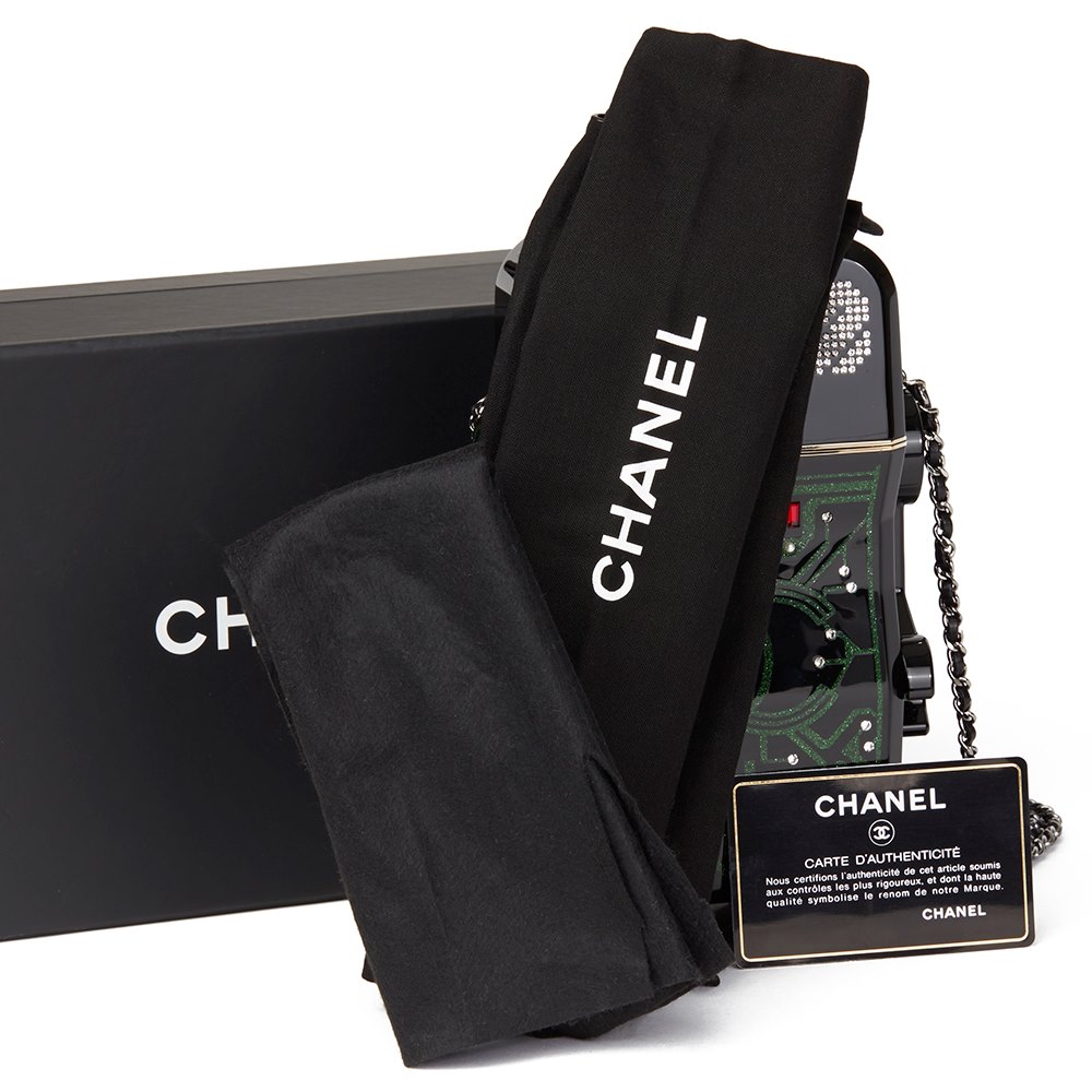 Chanel Black Glittered Plexiglass Robot Minaudiere