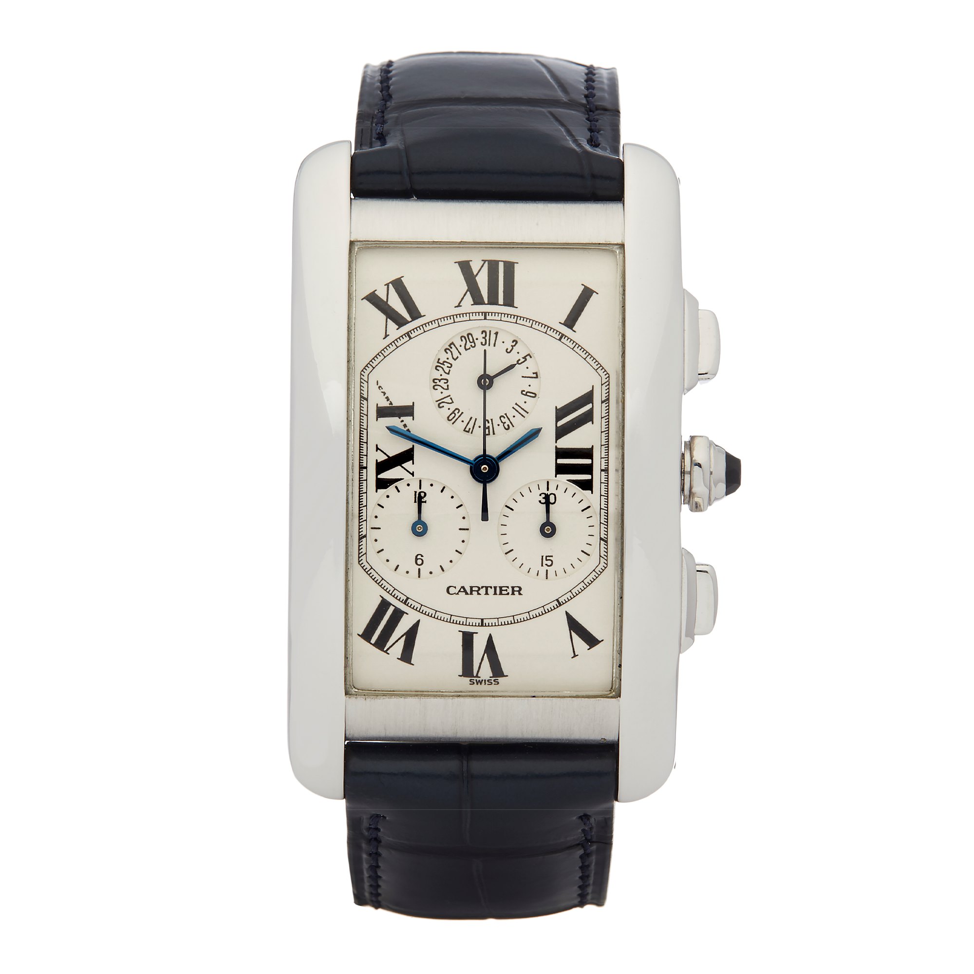 cartier tank americaine chronograph white gold